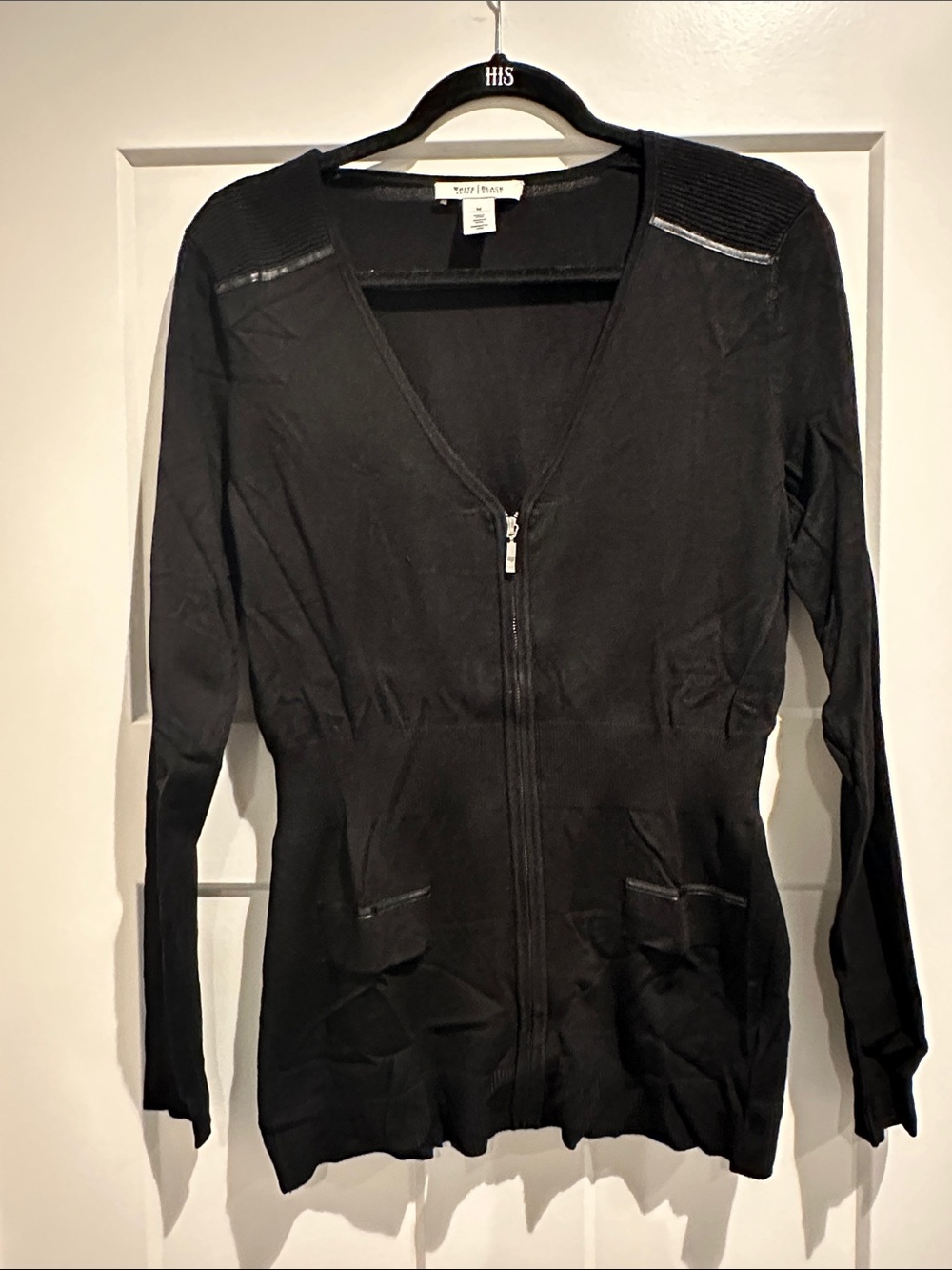 White House Black Market Black Zip-Up Fitted zipped Cardigan